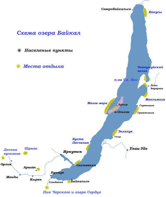 карта Байкала